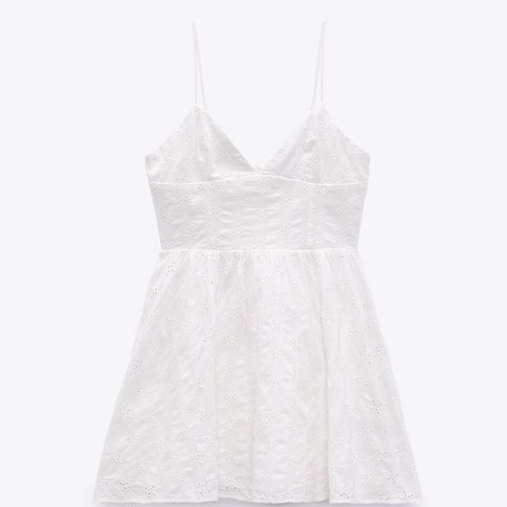Zara White Openwork Dress New - Picture 9 of 11